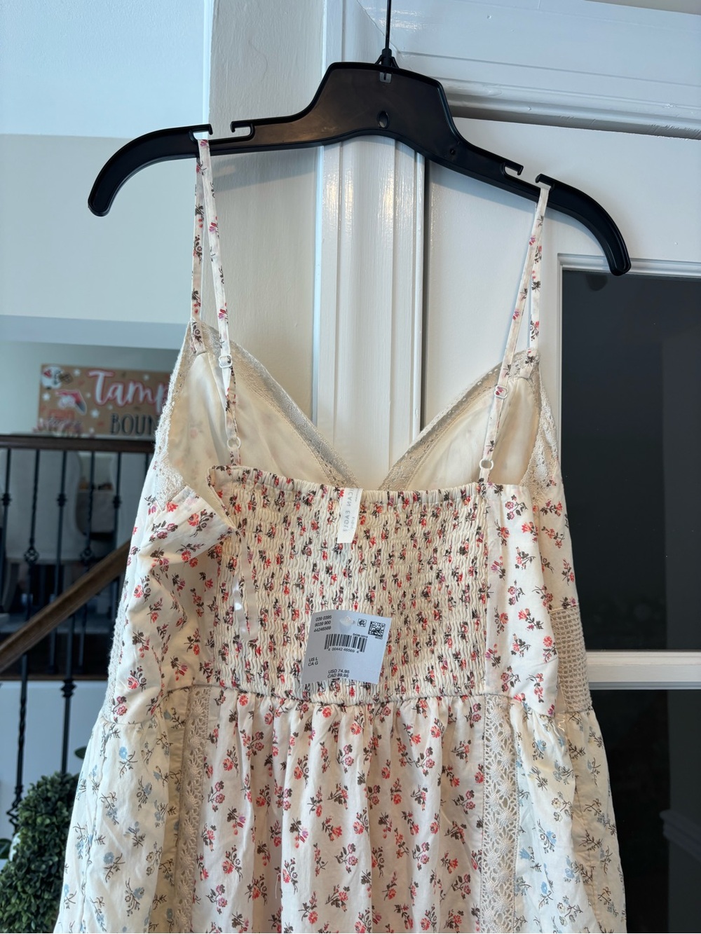 American Eagle Women’s Cream Floral Spaghetti-Strap Sundress - Size Large NWT - Picture 9 of 16